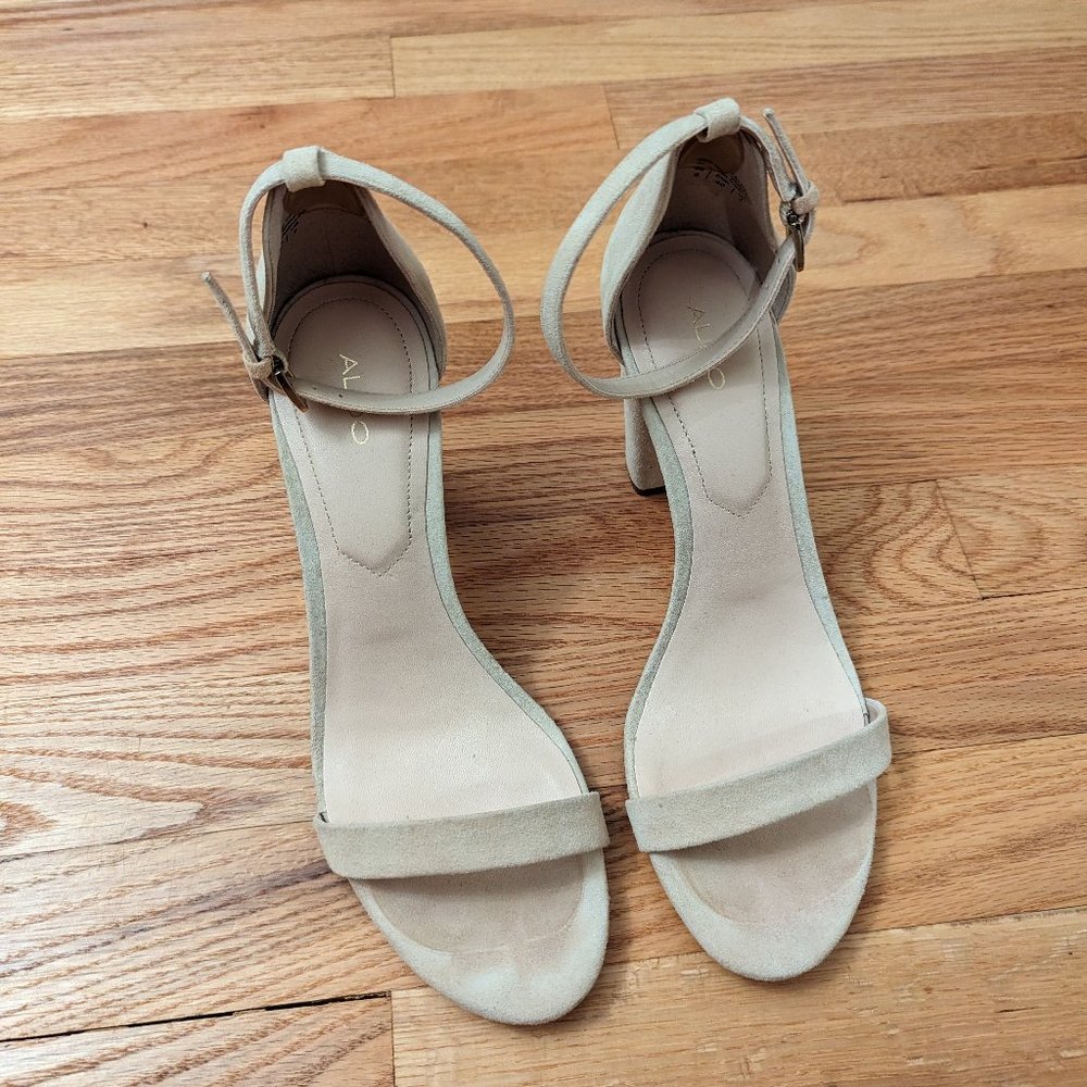 ALDO Myly Heeled Sandal - Bone Suede - Size 9